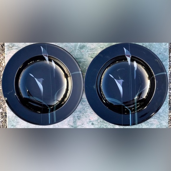 Vintage (set of 2) Discontinued Mikasa Galleria OPUS BLACK 9.5" Soup Salad Bowls - Picture 4 of 10